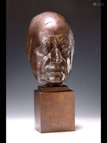 Bronze sculpture, Goethe living mask, 20th century