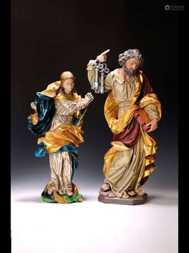 Two figures of saints, Oberammergau, 2nd half of the 20th