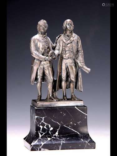 Double statue of Goethe-Schiller, WMF around 1900,# #