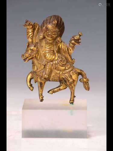 Mahakala on horse riding, Tibet, 19th c., Bronze