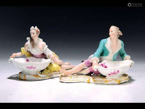 Pair of confectionery or figure bowls, Meissen