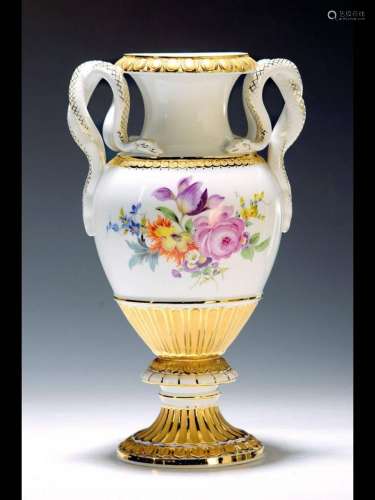 Snake-handled vase, Meissen, mid-20th century,Leuteritz