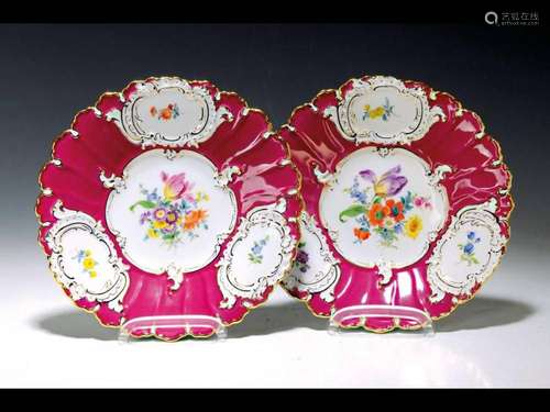 2 ceremonial plates, Meissen, porcelain, 2nd quality