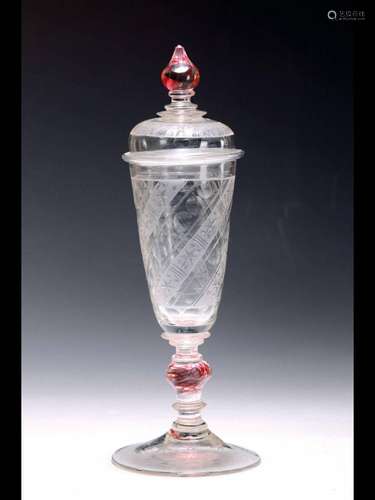 Early lidded goblet, Bohemia, around 1700/20, colorless