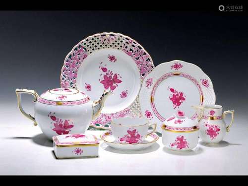 Tea service, Herend, Apponyi in purple, porcelain