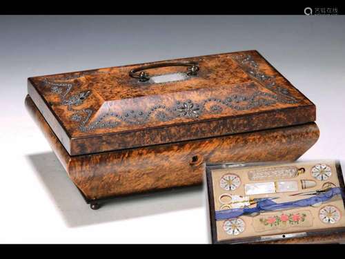 Biedermeier travel kit, around 1820/30, burr walnut