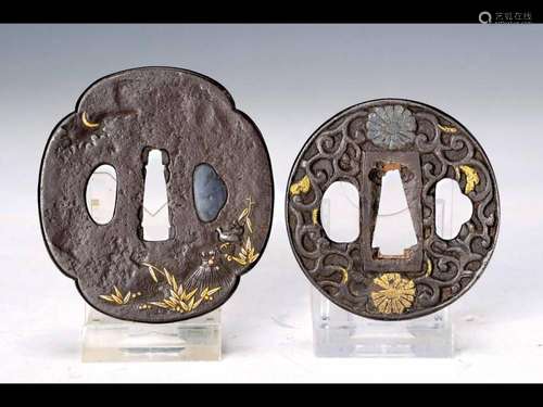 2 Tsubas, Japan, 19th century, iron, one in relief and