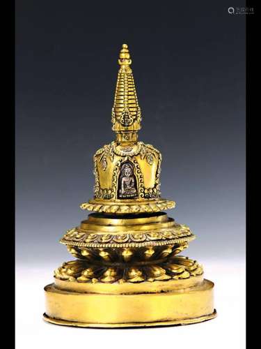 Stupa, Tibet, 20th century, bronze, with