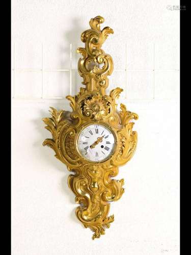 cartel clock, France, around 1870, decorated bronze