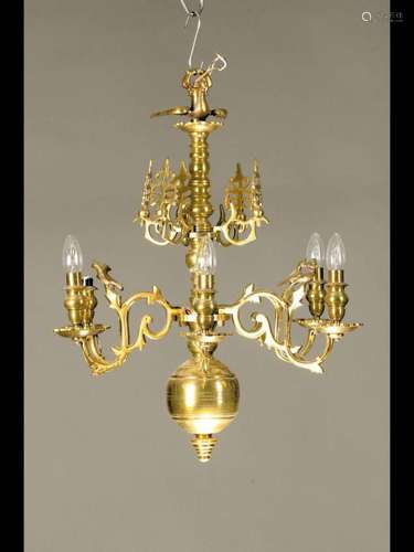 Ceiling lamp, around 1880, 6 lamps, one mounting