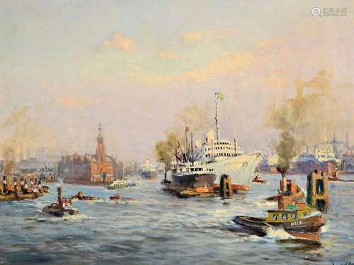 Gustav Burghardt, German 1890-1970, known for his harbor