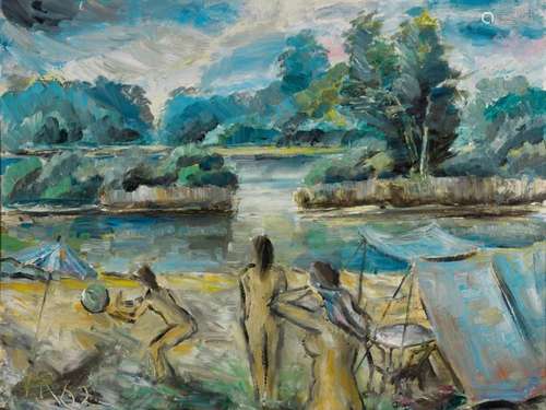 Heinz Reiss, 1923-2012 Haßloch, Bathers on theOld Rhine