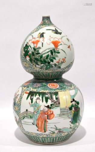 Chinese Famille Verte Double Gourd Vase