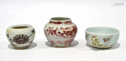 Three Miniature Iron Red Glazed Porcelain PCS