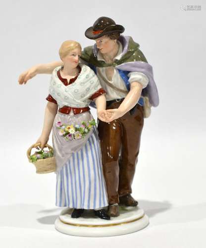 Meissen Figure Group of Couple Peasants