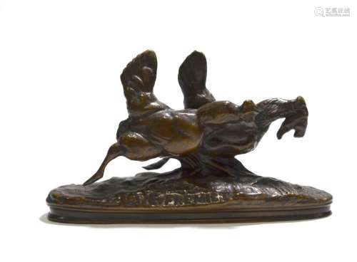 E. Fremiet Bronze Figure Group of Roosters