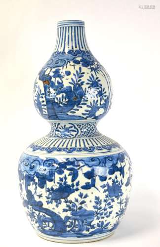 Chinese Blue & White Double Gourd Vase