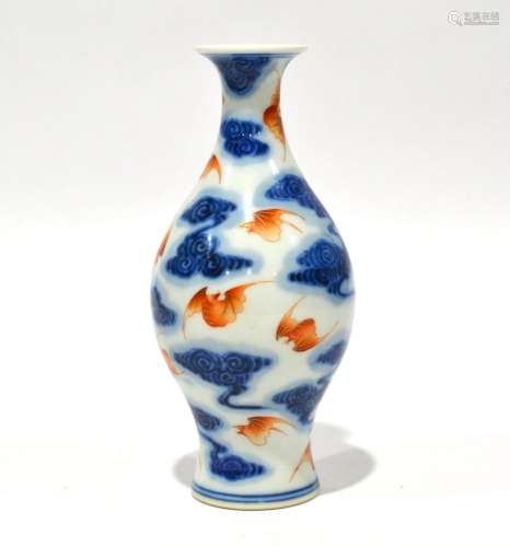 Chinese Blue & White Iron Red Vase