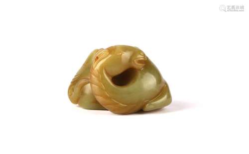 Chinese Carved Yellow Jade Figure of Camel