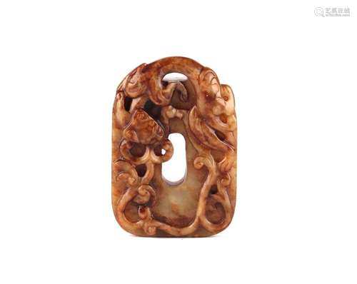 Chinese Carved Brown Jade Plaque