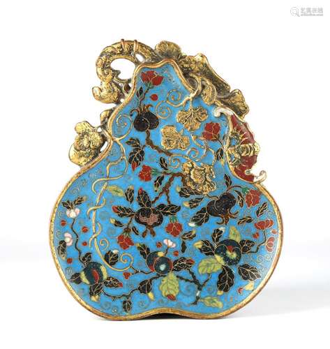 Chinese Gourd Shape Cloisonne Tray