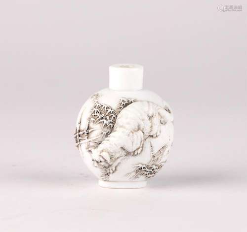 Chinese Carved White Porcelain Snuff Bottle