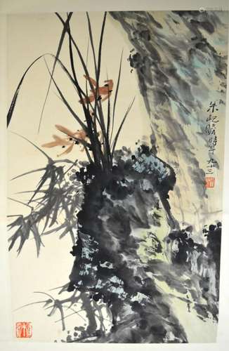 Chinese Watercolor Painting on Scroll