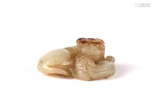 Chinese Carved Jade Tiger Group