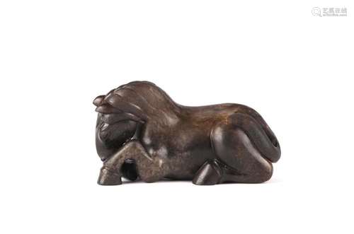 Chinese Carved Brownish Jade Figure of Horse