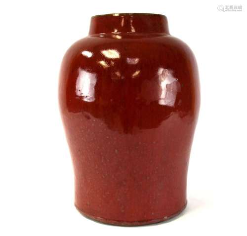 Large Chinese Red Glazed Ginger Jar