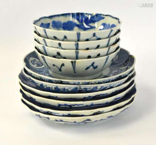 Ten Pcs of Chinese Blue & White Bowls & Dishes