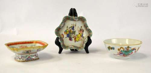 Three Chinese Famille Rose Porcelain Pieces