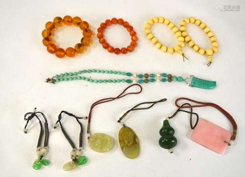 Assort of Eleven Pcs Chinese Stone Jewelry