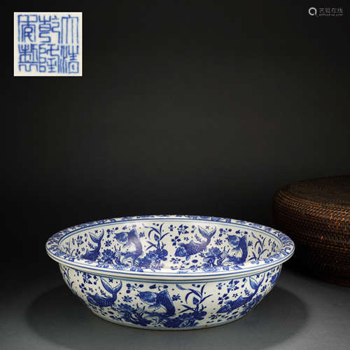 Qing Dynasty mackerel pattern flower pot