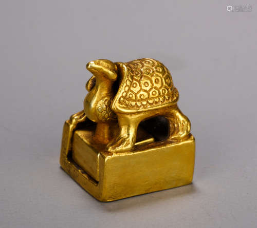Golden tortoise button set official seal