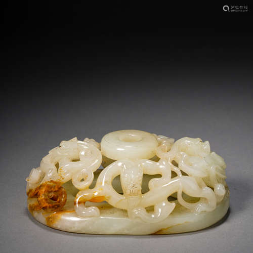 Hetian jade animal pattern bi