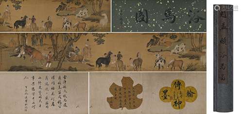 Handscroll of Zhao Mengfu’s Fine Works (Bathing Horse Pictur...