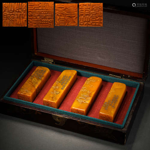 Four Shoushan Stone Seals Carved by Wu Changshuo