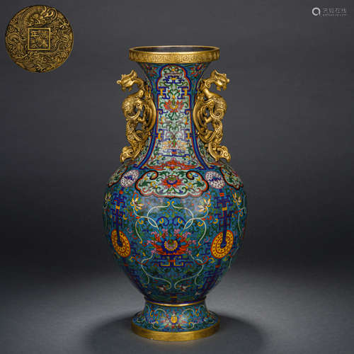 Cloisonné enamel flower horn vase