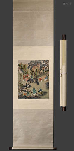 Puru Fine Works (Poetry and Painting) Hanging Scroll on Silk