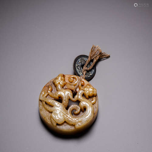 Hetian jade animal pattern bi