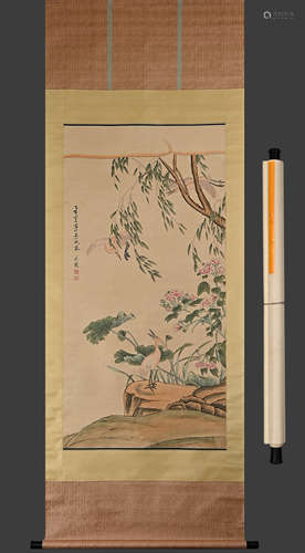 Yu Fei'an Boutique (Flowers and Birds) hanging scroll on pap...