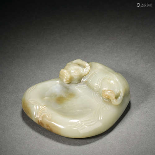 Hetian Jade Cow Pattern Inkstone