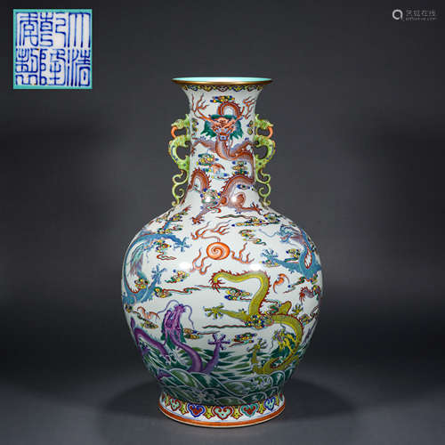 Enamel colored dragon pattern amphora