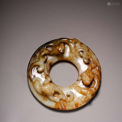 Hetian jade animal pattern bi