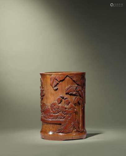 A CARVED BAMBOO 'LADIES' BRUSHPOT 17th/18th century ...
