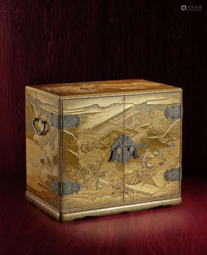A GOLD LACQUER SMALL CABINET, KODANSU Japan, Meiji/Taisho Pe...