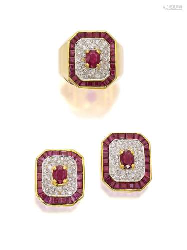 RUBY AND DIAMOND RING AND EARRINGS (2)