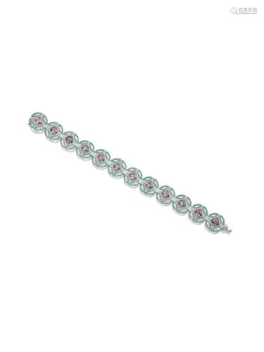 PURPLISH GRAY SPINEL AND DIAMOND BRACELET