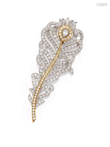 DIAMOND 'FEATHER' BROOCH